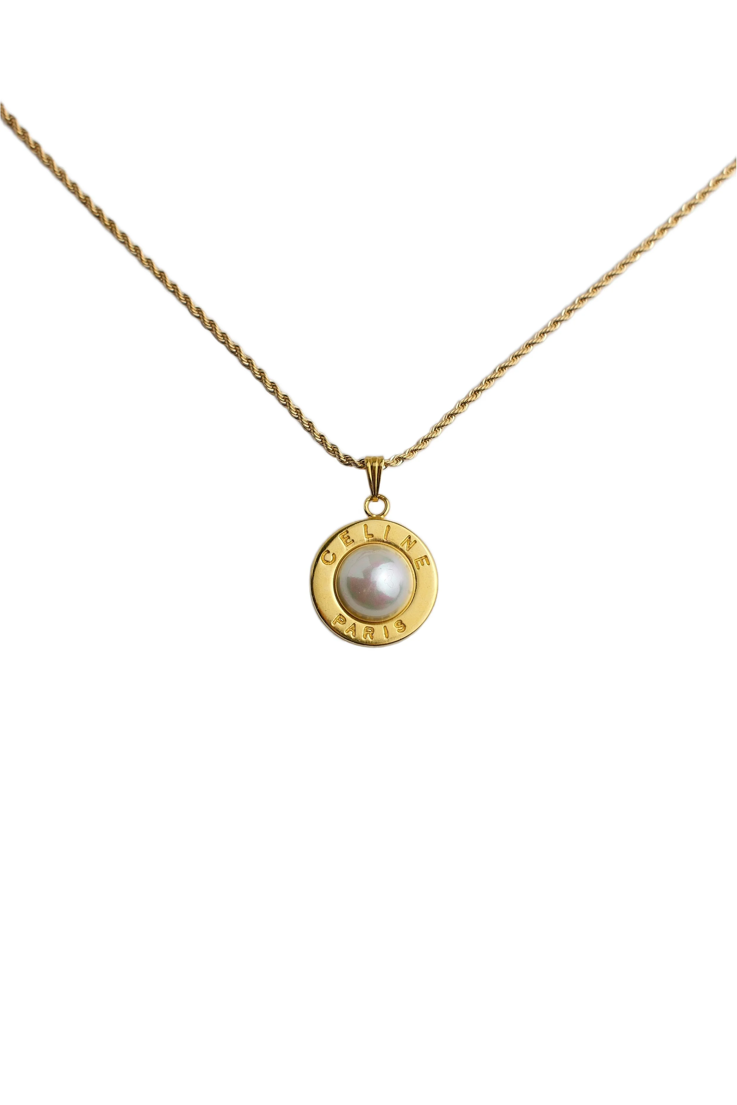 Authentic Vintage Celine Gold Button Medallion Necklace — LUXE